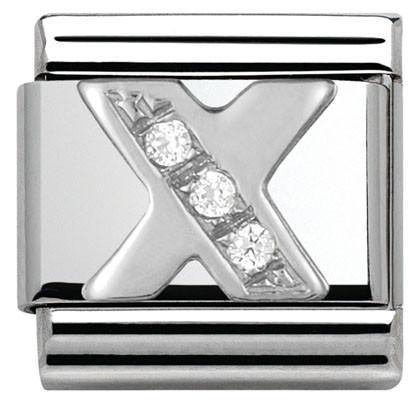 330301/24 Classic LETTER S/steel. Cub. zirc,925 silver X - SayItWithDiamonds.com