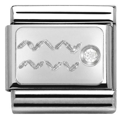 330302/11 Classic ZODIAC S/steel,CZ,925 silver Aquarius