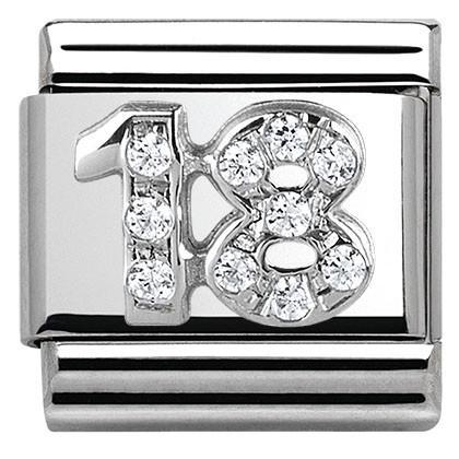 Classic Steel Link Cz 925 Number 18 Charm