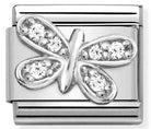 330304/35 Classic SYMBOLS steel,CZ & silver 925 WHITE butterfly - SayItWithDiamonds.com