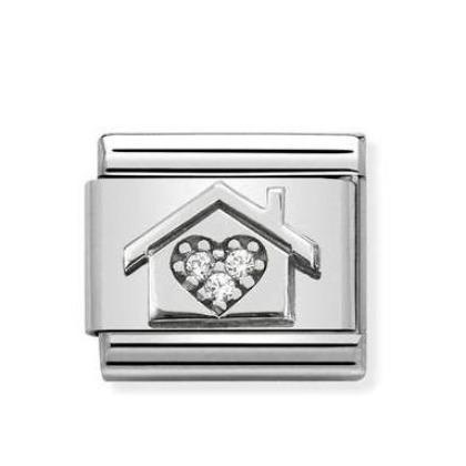 Nomination Classic Silver Cz Home With Heart Link