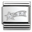 330313/01 CHRISTMAS, S/Steel,enamel,CZ,925 silver Shooting Star