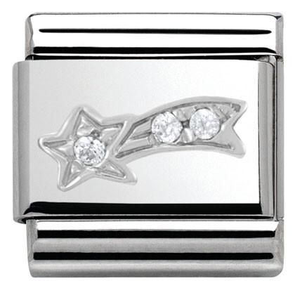 330313/01 CHRISTMAS, S/Steel,enamel,CZ,925 silver Shooting Star