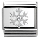 330313/02 CHRISTMAS S/Steel,enamel,CZ,925 silver Snowflake