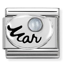 Classic Link Stones March Aquamarine Charm