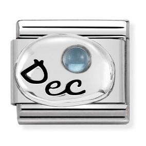 Classic Silver December Light Blue Topaz Link