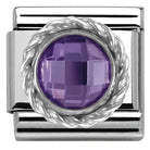 330601/001 Classic CZ, ROUND FACETED STONES S/Steel,twisted 925 silver detail PURPLE - SayItWithDiamonds.com