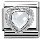 330603/010 Classic HEART FACETED CZ,S/Steel,925 silver twisted setting White - SayItWithDiamonds.com