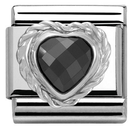 330603/011 C;assic CZ HEART FACETED CZ. S/steel 925 silver twisted setting Black - SayItWithDiamonds.com