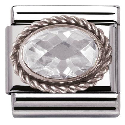 330604/010 Classic FACETED CZ White,S/steel,silver setting