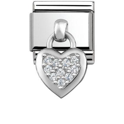 Classic Sparkling Drop CZ Heart Link