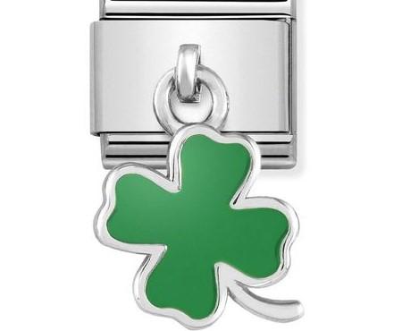 331805/01 Classic CHARMS steel,925 silver & enamel Green four-leaf clover