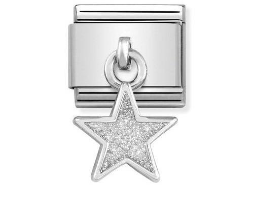 331805/02Classic CHARMS steel,925 silver & enamel Glitter Star