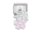 331805/10Classic CHARMS steel,925 silver & enamel Double flower