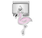 331805/12 Classic CHARMS steel,925 silver & enamel Flamingo