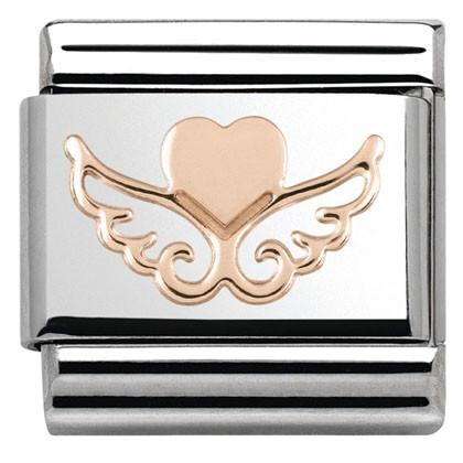 Classic Rose Gold Heart Wings Link