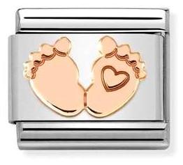 Classic Rose Gold Feet Heart Link