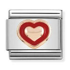 430203/01 Classic RELIEF,S/steel,enamel,Bonded Rose Gold ,Heart with Red Border,