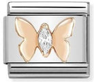 430305/19 Classic S/steel,9K rose gold, CZ Butterfly - SayItWithDiamonds.com