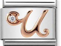 Classic 9ct Rose Gold Letter U Link