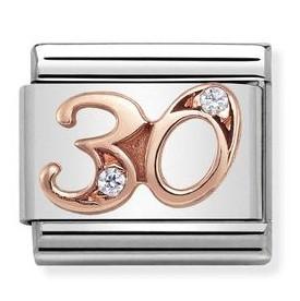 430315/30Classic NUMBER 30 steel zircon & 9ct Rose gold