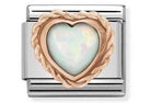 430509/22 Classic HEART, RICH SETTING, stainless steel,9ct gold WHITE OPAL - SayItWithDiamonds.com