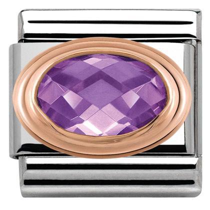 430601/001 Classic FACETED CZ, S/steel, 9K rose gold PURPLE - SayItWithDiamonds.com