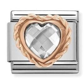 430602/010 Classic FACETED HEART, RICH SETTING, steel,9ct gold White - SayItWithDiamonds.com
