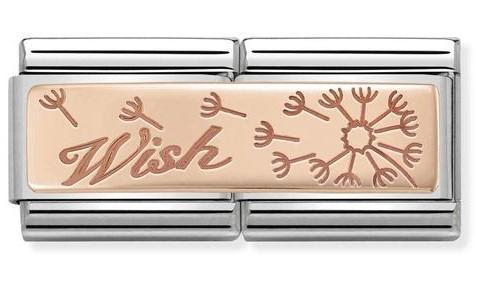 430710/19 Classic DBL ENGRAVED S/steel,9kRose gold Wish with dandelion