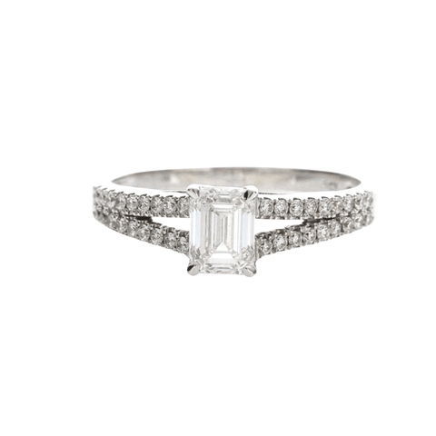.50ct Emerald Cut Plain Band - 18ct White Gold