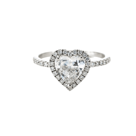 .70ct Heart Shape Single Halo Diamond Band - 18ct White Gold