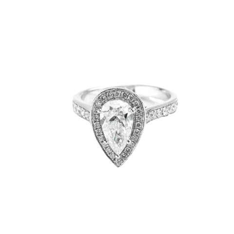 .70ct Pear Single Halo With Channel Set Diamond Band - 18ct White Gold