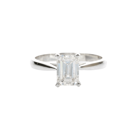 .90ct Emerald Cut Plain Band - 18ct White Gold
