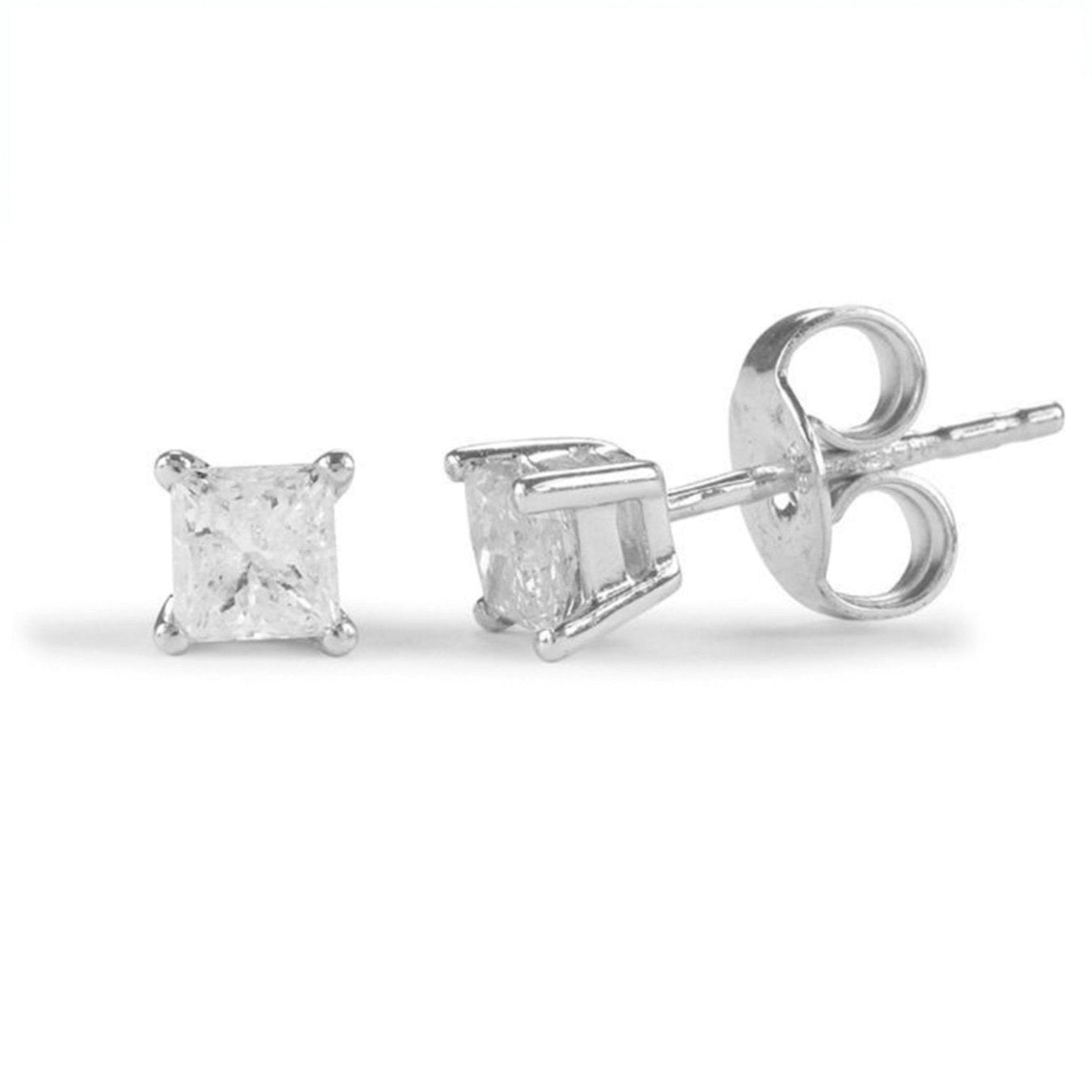 9ct Certified Diamond Earrings - Princess Cut Claw Set