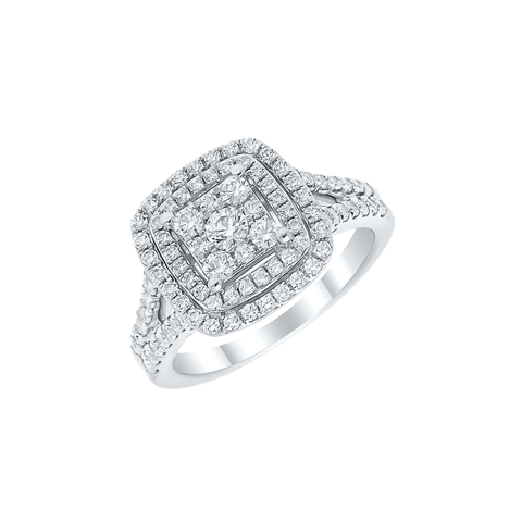 9ct Cushion Split Shoulders Diamond Ring
