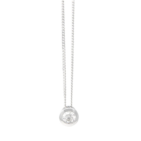 9ct Gold Diamond Pendant Necklace Bezel set