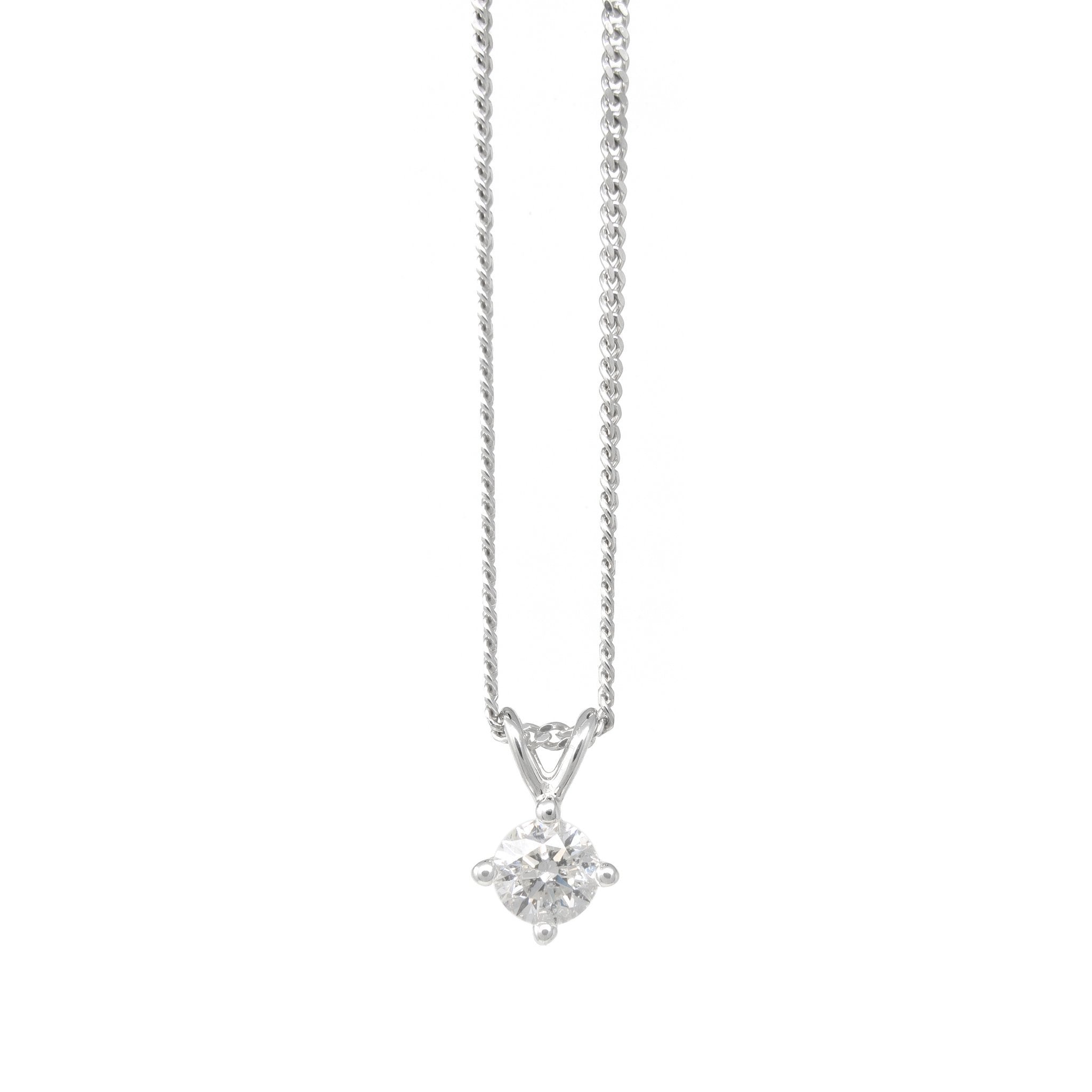 9ct Gold Diamond Pendant Necklace Claw set