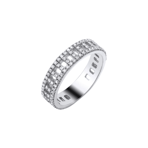 9ct White Gold Full Diamond Band