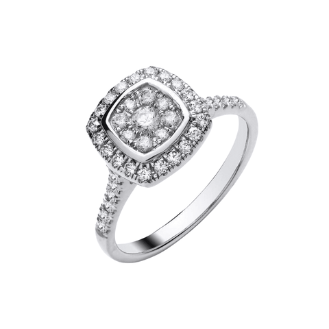 9ct White Gold Illusion Cushion