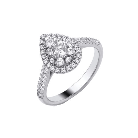 9ct White Gold Pear Halo