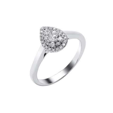 9ct White Gold Pear Plain Band 0.25ct