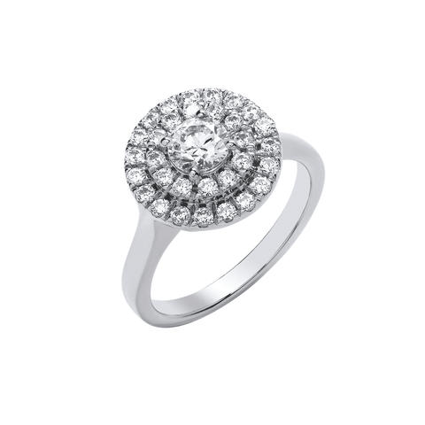 9ct White Gold Round Double Halo