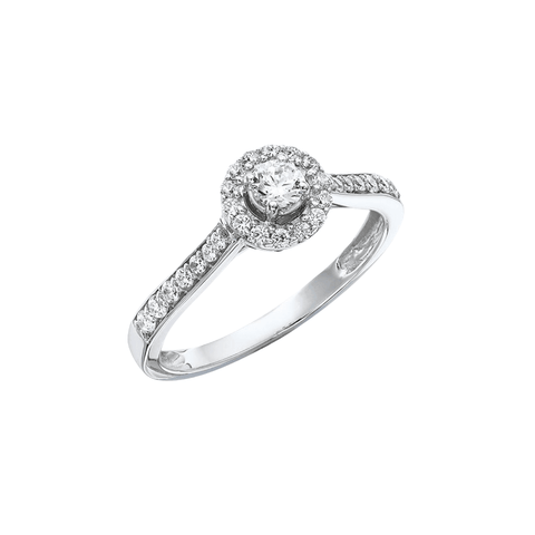 9ct White Gold Round High Set Halo 1ct