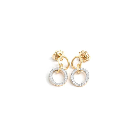 Double Drop Diamond And Gold Earrings - 0.40ct