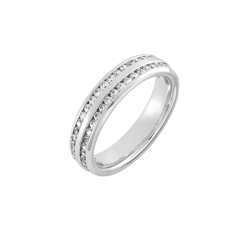 Double Row Channel Set Brilliant Cut Full Diamond Band
