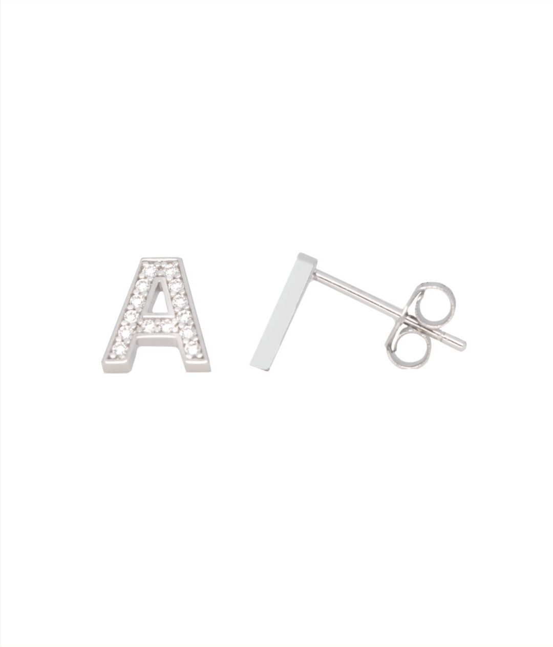 Me and Mine Block Initial Earring Pair - Sterling Silver - SayItWithDiamonds.com