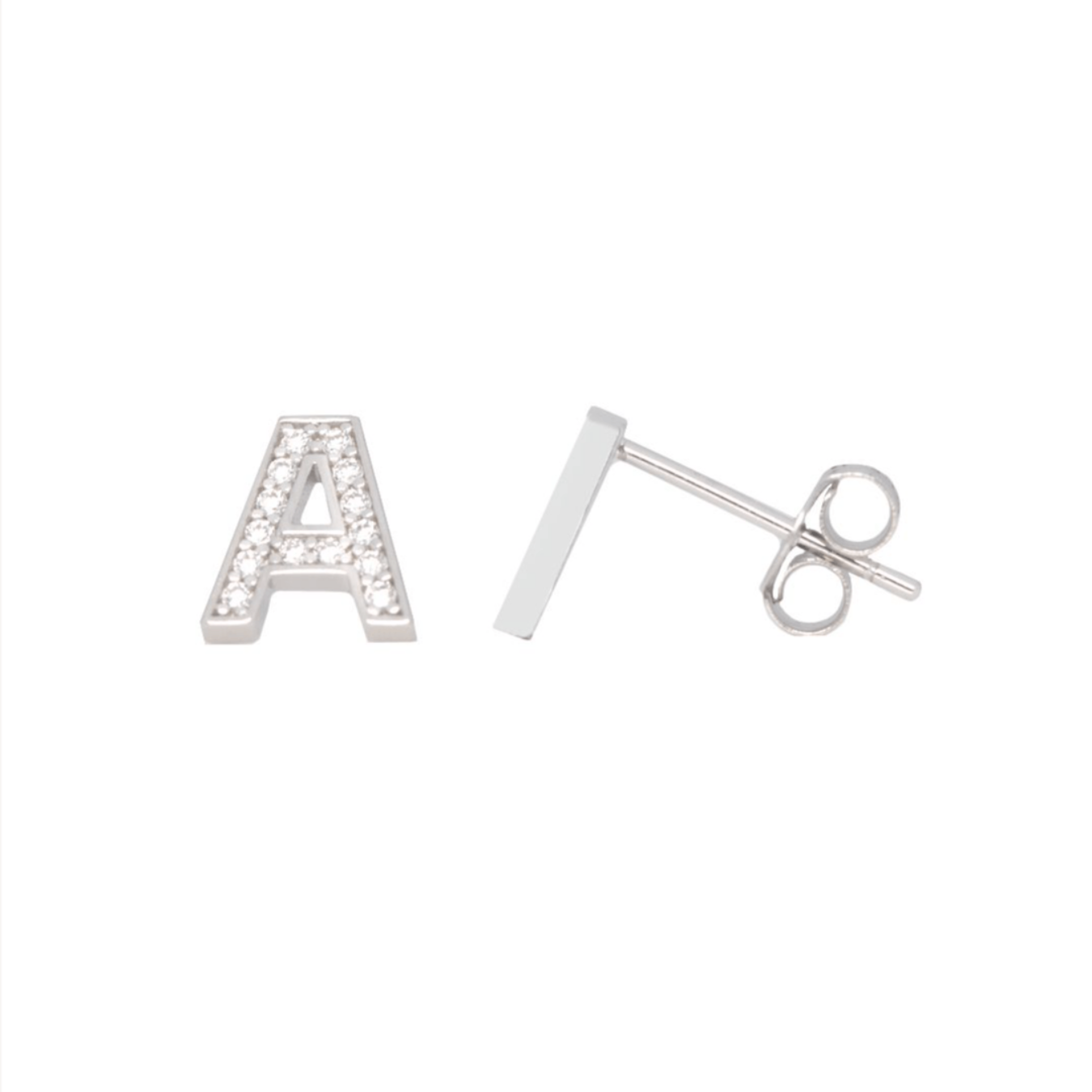 Me and Mine Block Initial Earring Pair - Sterling Silver