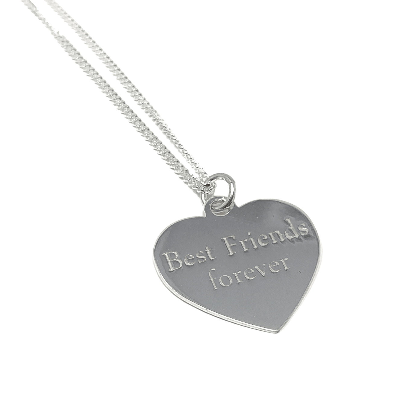 Mini Engraved Heart Token Necklace - Sterling Silver