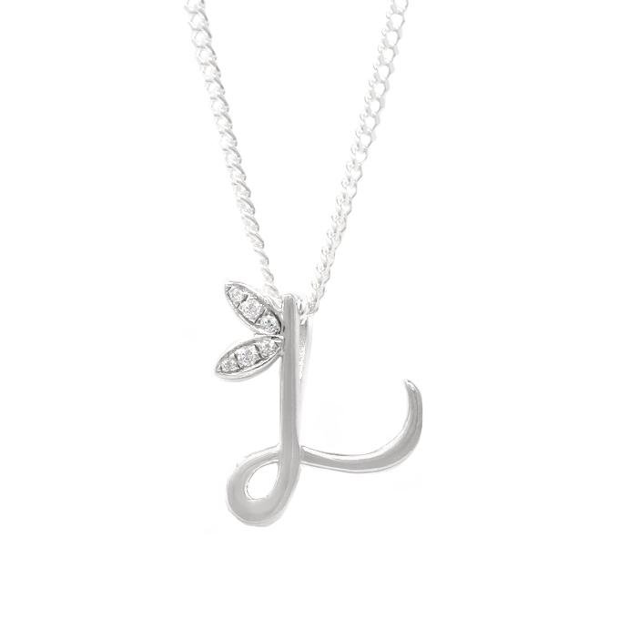 Mini Winged Diamond Initial - Sterling Silver