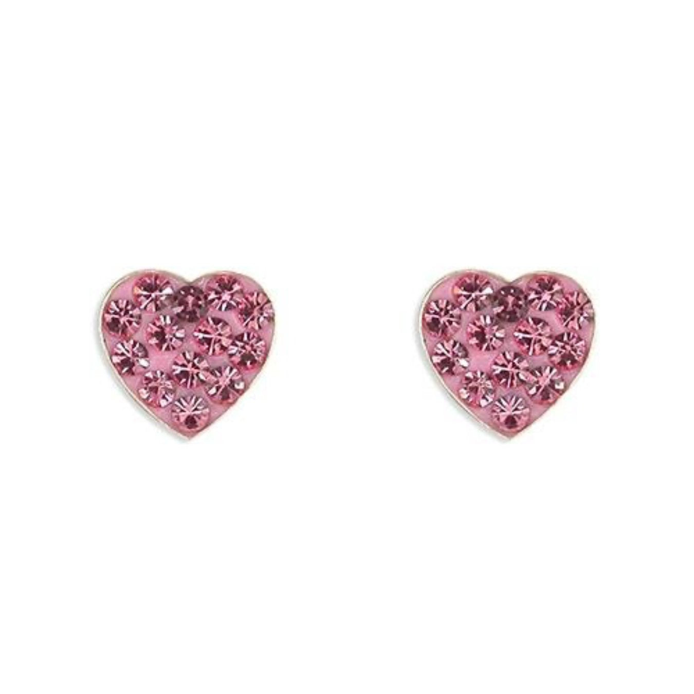 Rockabye Baby Heart Earrings with Pink CZ Stones